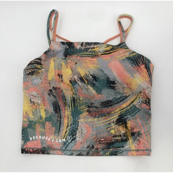 Athleta Girl x Simone Biles Because I Can Brushstroke Crop Tank Top XL 14 - Picture 3 of 7